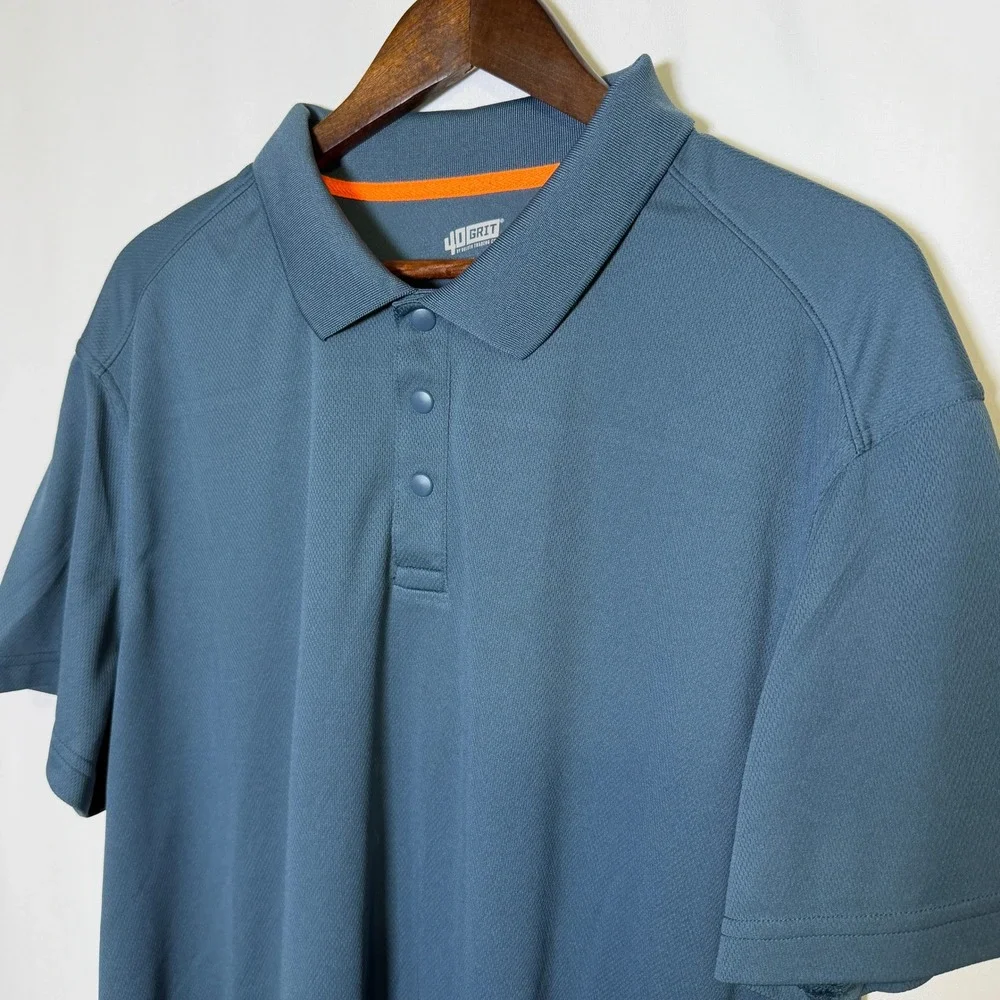 40 Grit Duluth Trading Co Mens XL Blue Short Sleeve Snap Polo Shirt 3237-26 - Picture 1 of 9